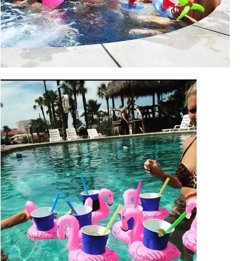 Inflatable Swimming Rings Swimming Drink Holder Unicorn Flamingo For Bath Kids Float Toys Party Supply Pool Accessories Bathing