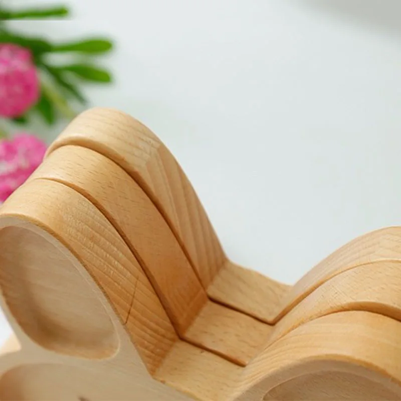 Деревянный поднос для сервировки 1 шт. обеда с кроликом тарелка еды мультяшная