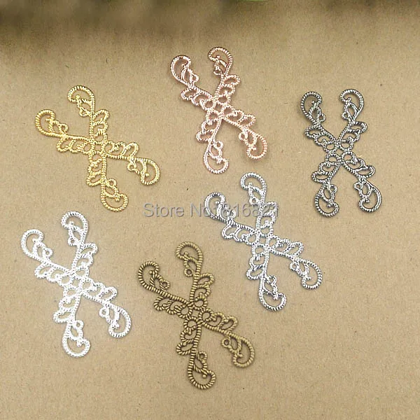 

20x40mm Multi-color Plated Metal Filigree Vintage Flower Hair Clasp Bu Yao Connectors Links Wraps DIY Stuffs Findings Charms