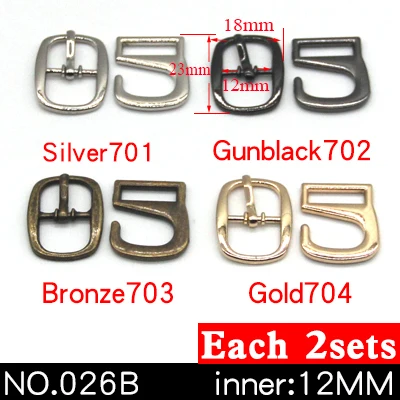 NO.026B 12mm 8sets 8 комплектов, металлическая пряжка с 9 крючками для починки обуви, сумки, пряжки для ремней, украшения для обуви, аксессуары для шитья - Цвет: NO.026B 12mm 8sets