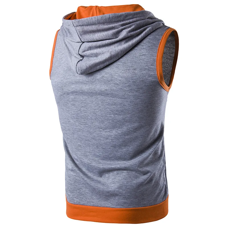 Футболка мужская с капюшоном без рукавов на молнии | Мужская одежда