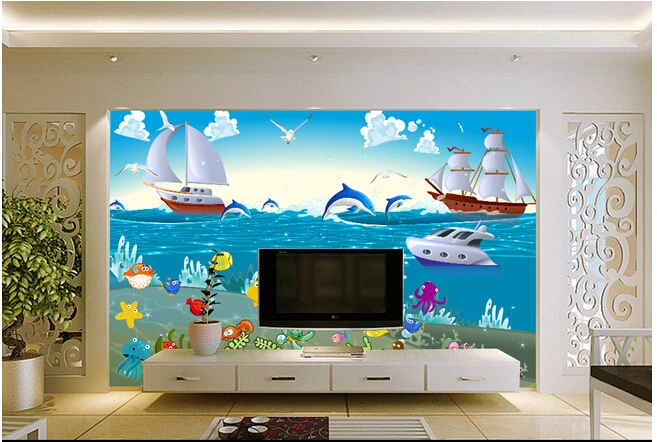 

Custom children wallpaper, cartoon underwater world for children room living room TV wall paper DE parede vinyl which wallpaper