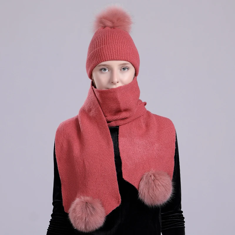 MNKNCL женская зимняя шапка и шарф модный кашемировый лисица высокого качества с