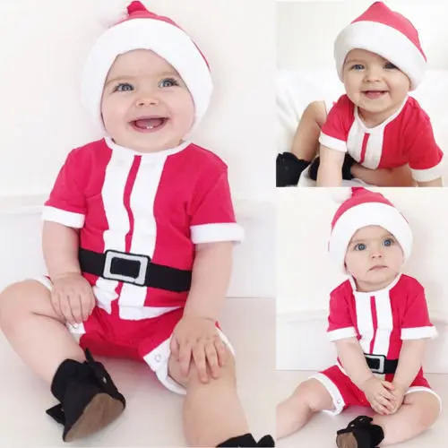 2017 Модный комбинезон для новорожденных девочек и мальчиков Рождественский