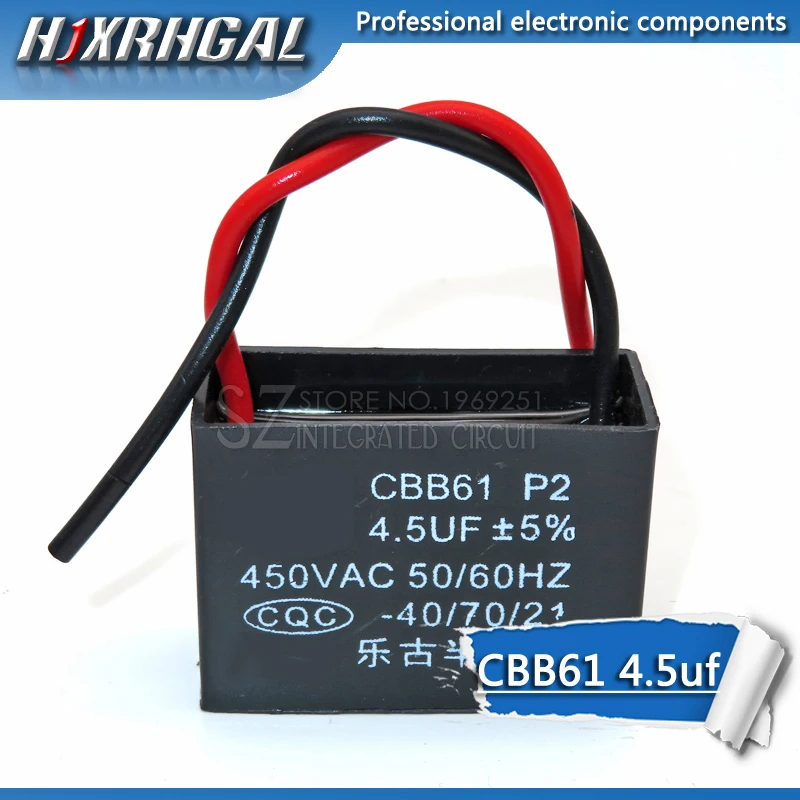5PCS CBB61 4.5UF start capacitor hanging Fan soot motor air conditioner 450VAC starting capacitance hjxrhgal | Электронные