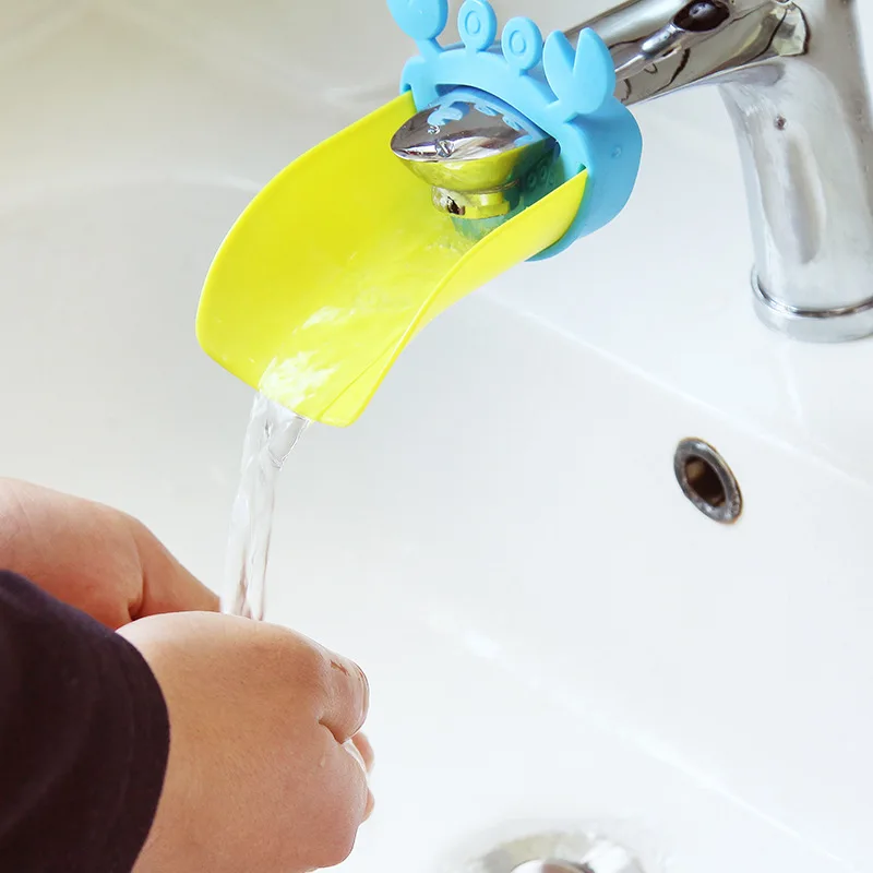 

Cute Crab Shape Bathroom Sink Faucet Chute Extender Children Kids Baby Washing Hands Bath Toy