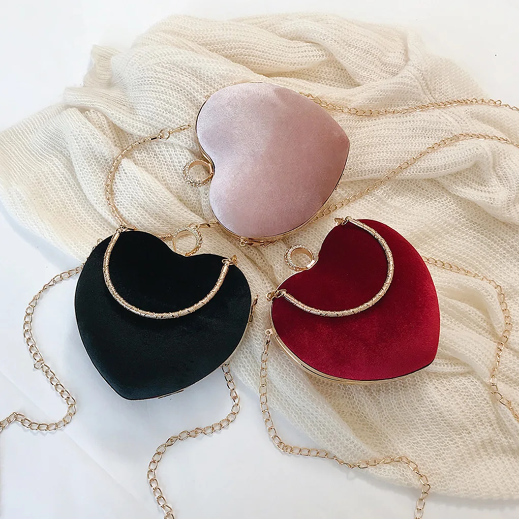 Heart Pattern Diamonds Evening Bag Women Tote Box Day Clutches Wedding Hand with Chain Phone Package for Party | Багаж и сумки