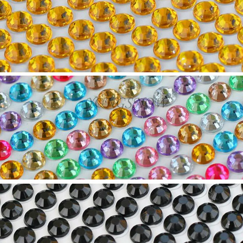 

1040Pcs/set 3MM DIY Crafts Art Bling Rhinestone For Mobile Phone Car Sticker Self Adhesive Scrapbooking Stickers Nails Decor