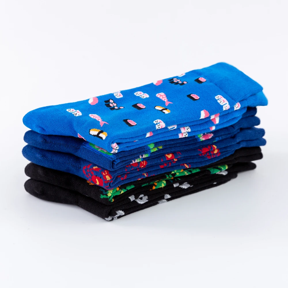 

Colorful Charizard Salmon sushi Pattern Novelty Party Socks Men's Funny Food Kawaii Sokken Creative Casual Cotton Socks For Male