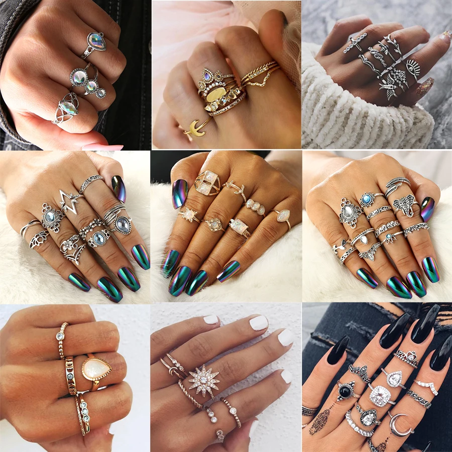 Женский винтажный набор колец на кончик пальца Anel Aneis Bague Femme золотистого и