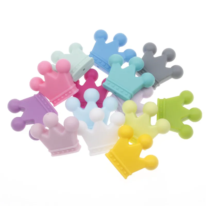 

25pcs Crown Silicone Baby Teether Beads Bpa Free Newborn Personalized Pacifier Chain Diy Silicone Necklace Silicon Beads Crown