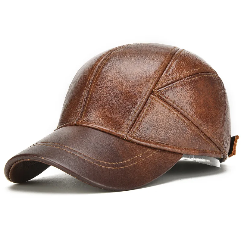 

Korean Style Male Leather Hat New Winter Warm Elderly Outdoor Ear Protection Hat Adult Leather Baseball Hat New Year Gift B-7131