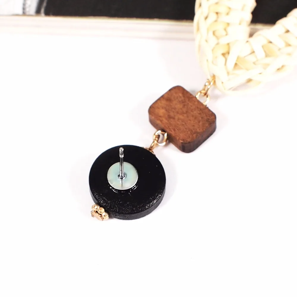 MANILAI богемные плетеные серьги из ротанга вязанные Висячие для женщин деревянные