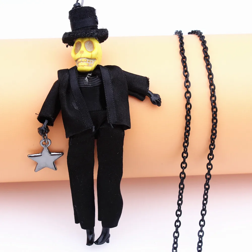 Новинка 2017 ожерелье для куклы в виде черепа на Хэллоуин черная шляпа ручной