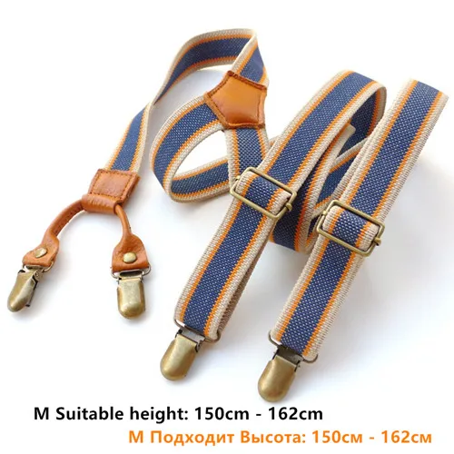 Clip M150cm to 162cm Винтажные мужские подтяжки, новинка, 4 зажима, мужские подтяжки для брюк, повседневные мужские подтяжки для брюк, модные регулируемые подтяжки для женщин - Цвет: Clip M150cm to 162cm