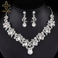 treazy luxurious crystal bridal jewelry sets waterdrop style necklace earrings sets wedding engagement party jewelry accessories