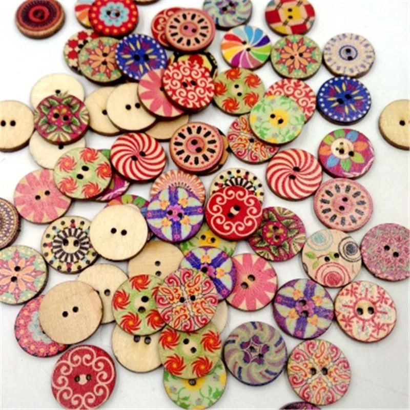 4000pcs Mixed Vintage Colorful Flowers Wood Buttons Scrapbooking Sewing Craft 20mm | Дом и сад