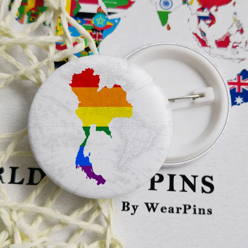 Таиланд флаг карта Олово Кнопки булавки ЛГБТ гей радуга фестиваль Прайд