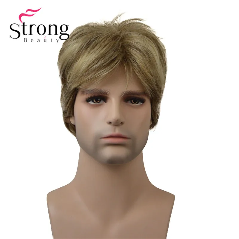 StrongBeauty светлые короткие стриженные полный синтетический парик для мужчин мужские волосы ворсистые реалистичные парики выбор цвета