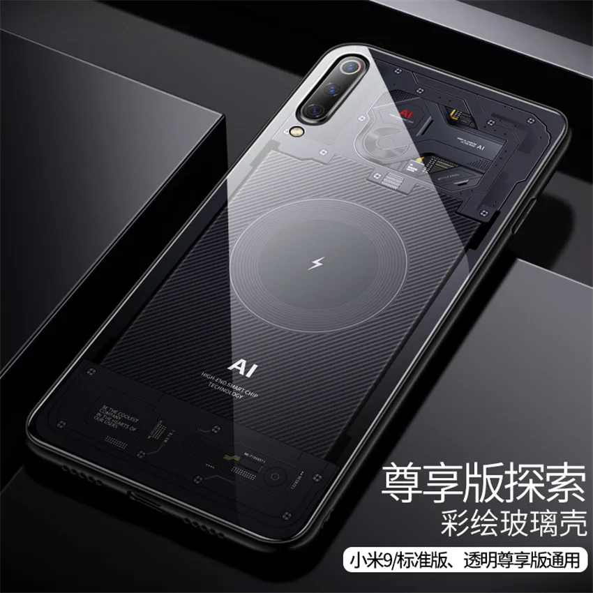 color 5 Стеклянный чехол Aixuan для Xiaomi mi 9/Mi9 Explorer/Xiaomi mi 9 SE, чехол из закаленного стекла, силиконовый защитный чехол с полным покрытием - Цвет: color 5