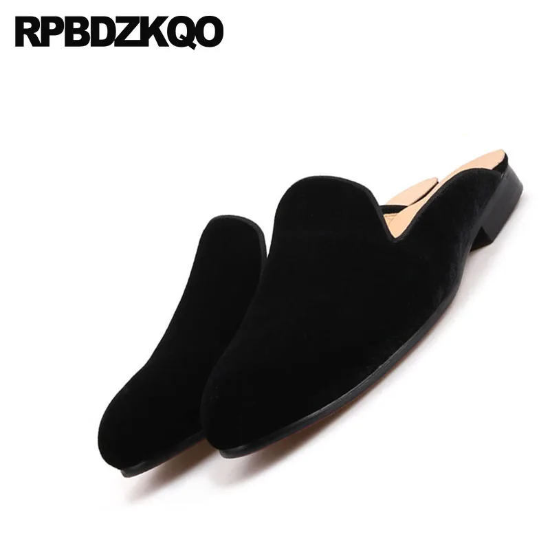11 Flats 47 Custom European Mules Brand Slides Blue Black Sandals Big Size Elegant Fashion Luxury Velvet Casual Shoes Men Runway | Обувь