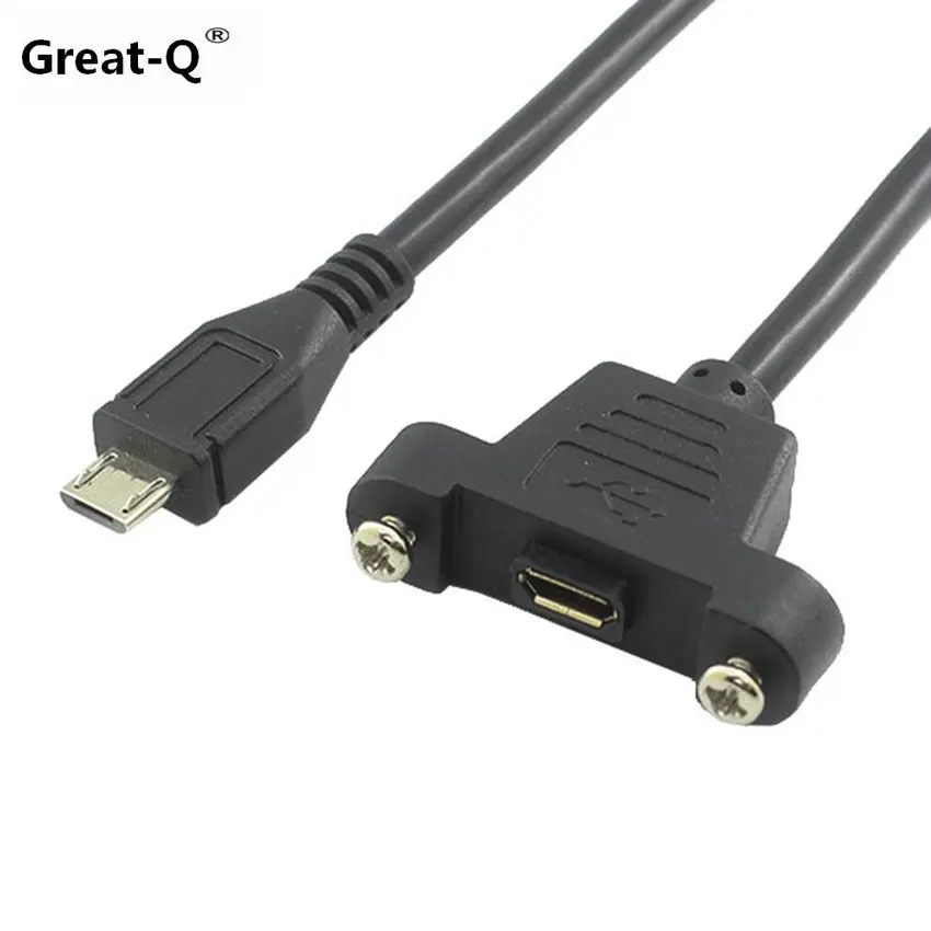 

Great-Q Micro/ mini USB 5Pin штырь-гнездо стандартный кабель с креплением с винтами 50 см