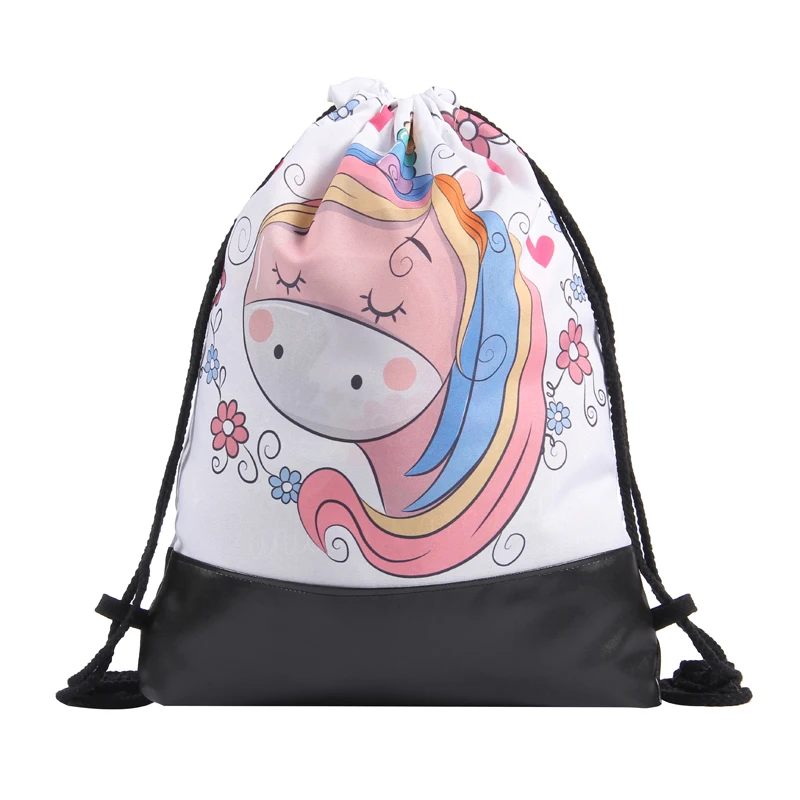 Jom Tokoy новые сумки на шнурке с 3d принтом единорога кожаный женский рюкзак Mochila Feminina