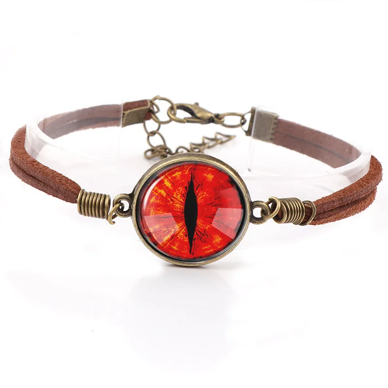 

Interchangeable Vintage Metal Mixed Pupil Eye Glass Cabochon Double Leather Bracelets DIY Personalized Jewelry Finding