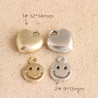 10pcslot fashion jewelry silver gold color charm round smiling heart shape alloy metal charm pendant
