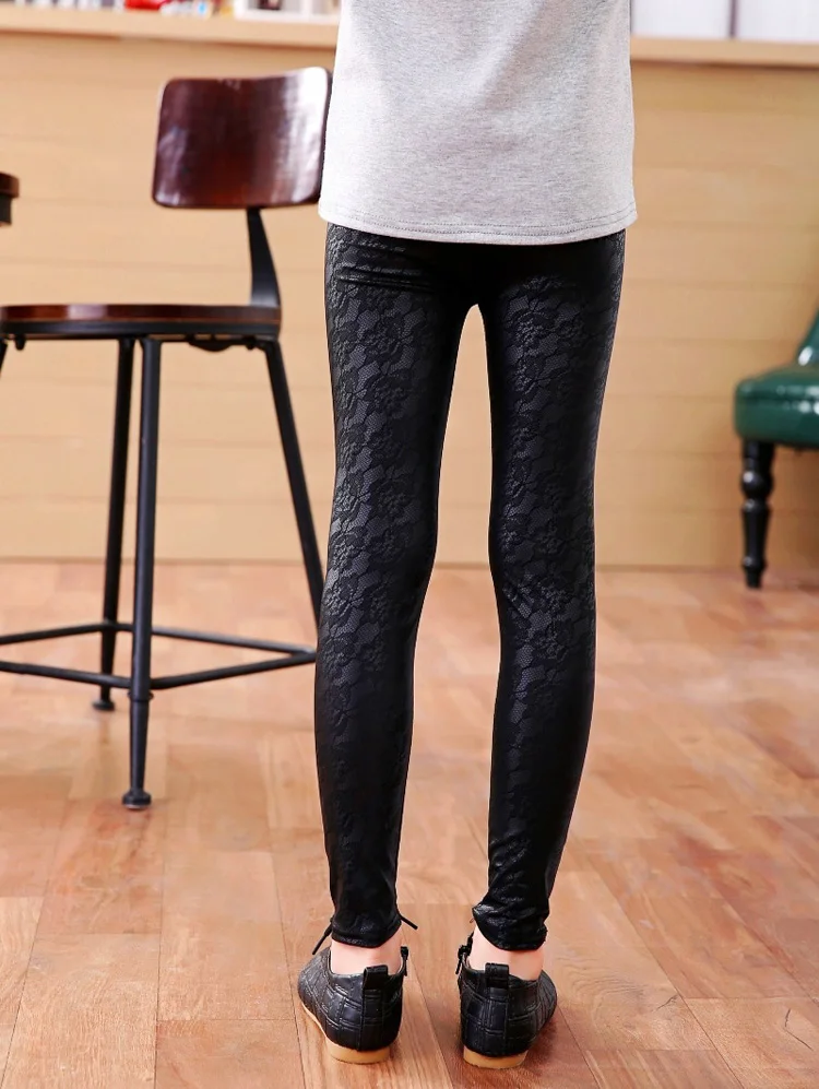 Детские облегающие кружевные леггинсы из искусственной кожи на Возраст 3 12