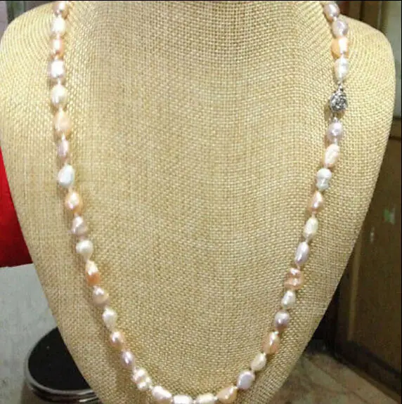 Free shipping NEW long 22 &quot7-8mm baroque white+Pink+Purple freshwater pearl necklace AAA WW #@ | Украшения и аксессуары