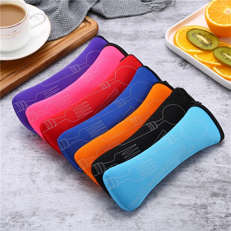 Портативный набор столовых приборов из нержавеющей стали с изображением цветов