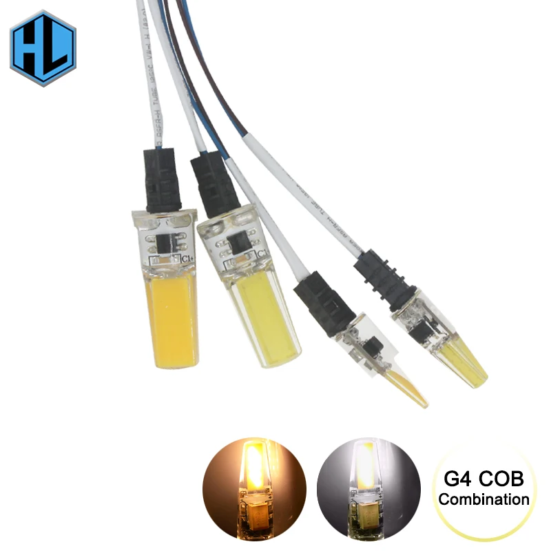1 комплект G4 COB светодиодные лампы с 50 см черный бакелитовый патрон провод