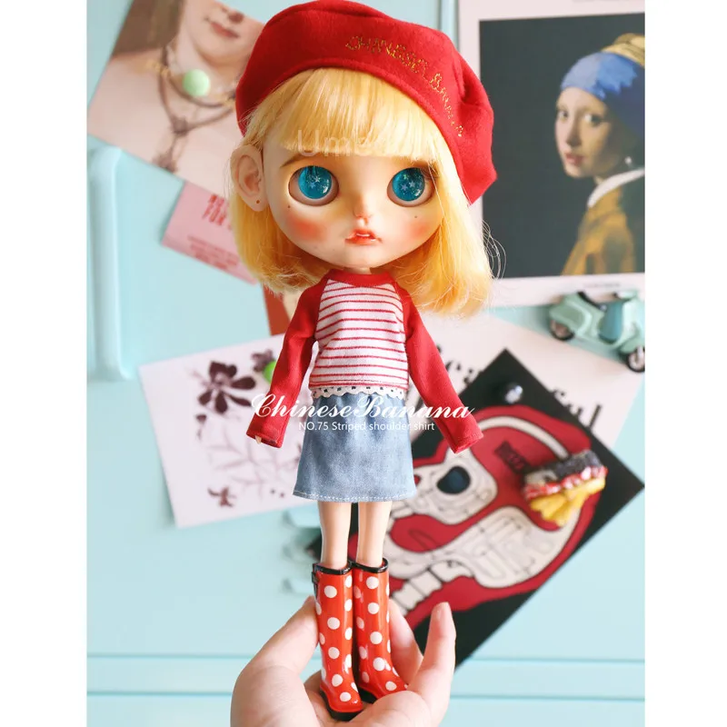 1 шт 1/6 кукла модная полосатая футболка с длинными рукавами для Blyth Licca azone