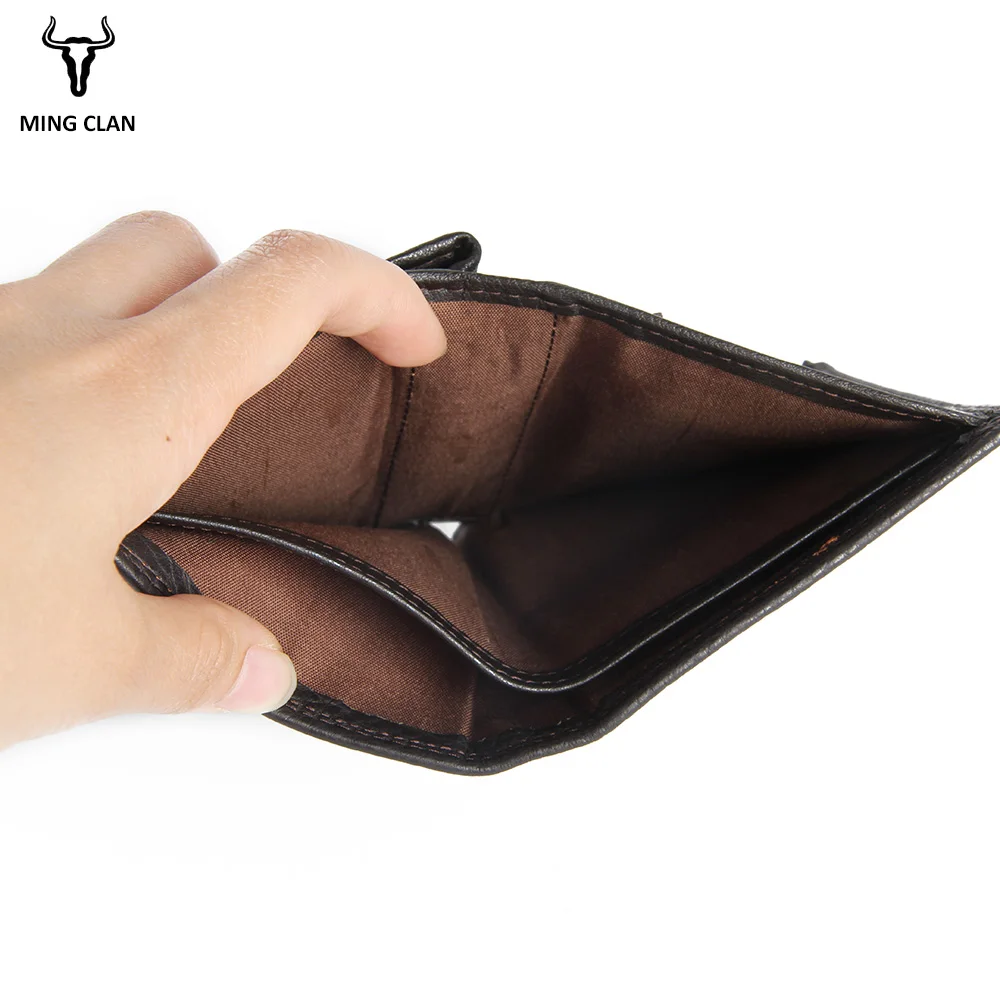 Мужской короткий кошелек Mingclan из натуральной кожи маленький женский бумажник