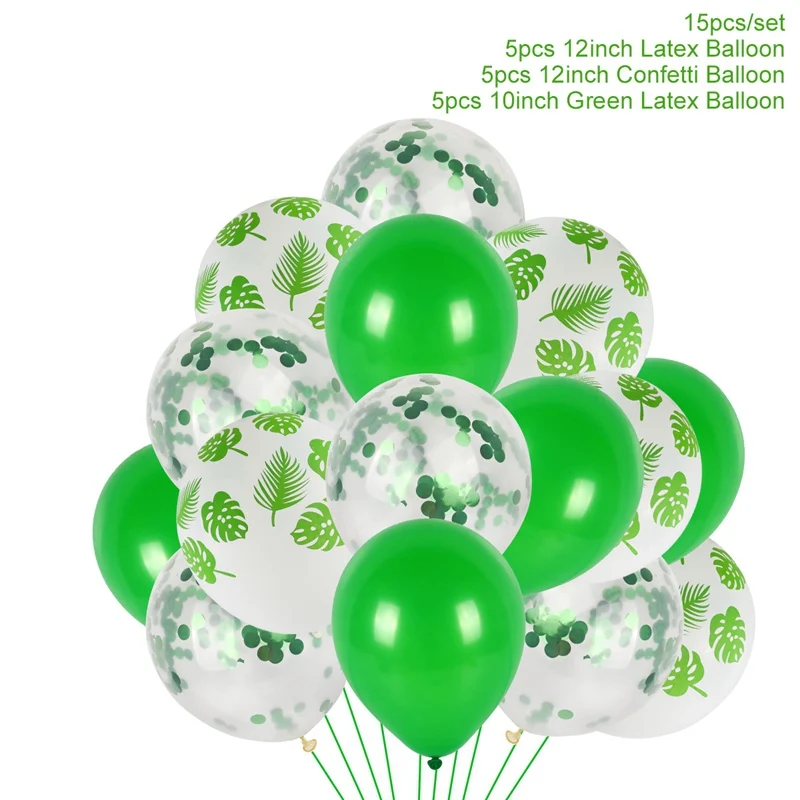 25-12 FENGRISE Palm Leaf Tropical Party Balloons Wild One Birthday Ballons Confetti Latex Baloons Jungle Safari Hawaiian Party Decor - Цвет: 25-12