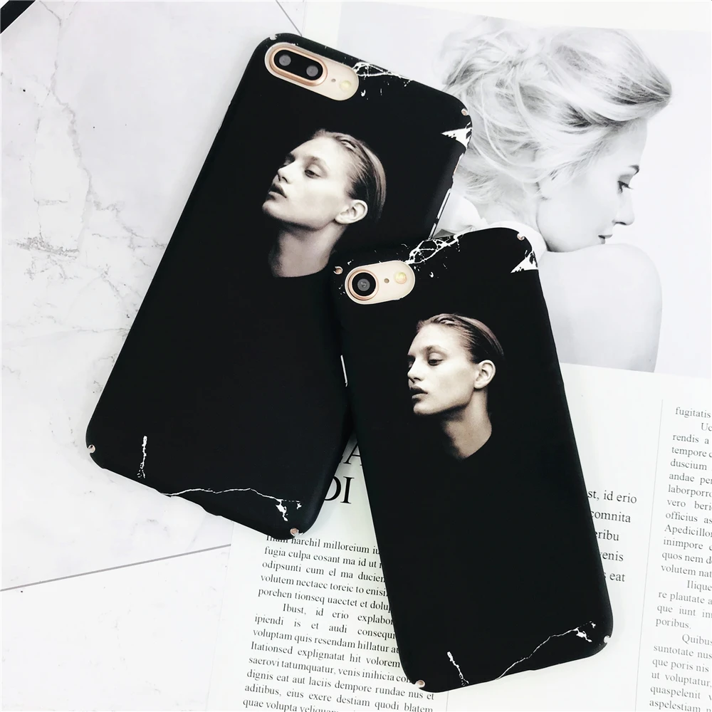 Черный Мрамор холодной личности девушка рисунком мобильного телефона чехол для