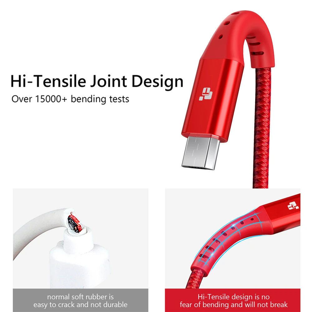 TIEGEM Micro USB кабель для Xiaomi Note 2.4A, ВЫСОКАЯ ЧЁТКОСТЬ, быстро заряжающийся мобильный телефон USB кабель для samsung S7 Android Зарядное устройство USB кабель 2 м 3 м