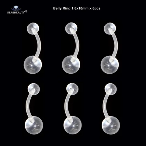 Набор из 6 прозрачных акриловых колец для пирсинга STARBEAUTY