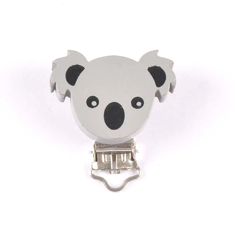Koala-2 gray 2pcs 2-4 шт. окрашенные деревянные детские соски зажимы младенческой милый коала пустышка застежка кулон для ювелирных изделий ручной работы MT2194 - Metal color: Koala-2 gray 2pcs