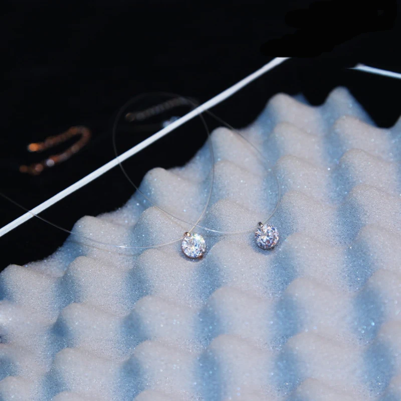 Креативное прозрачное блестящее кубическое ожерелье в виде лески со стразами