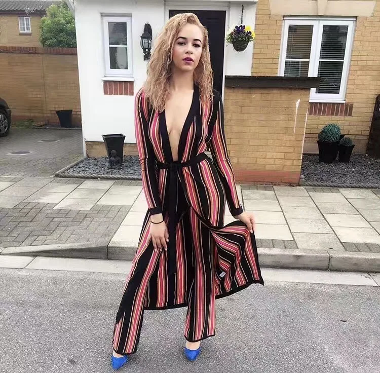 Для женщин пикантные модные Полосатый 2 шт. повязки комплект в полоску с длинными