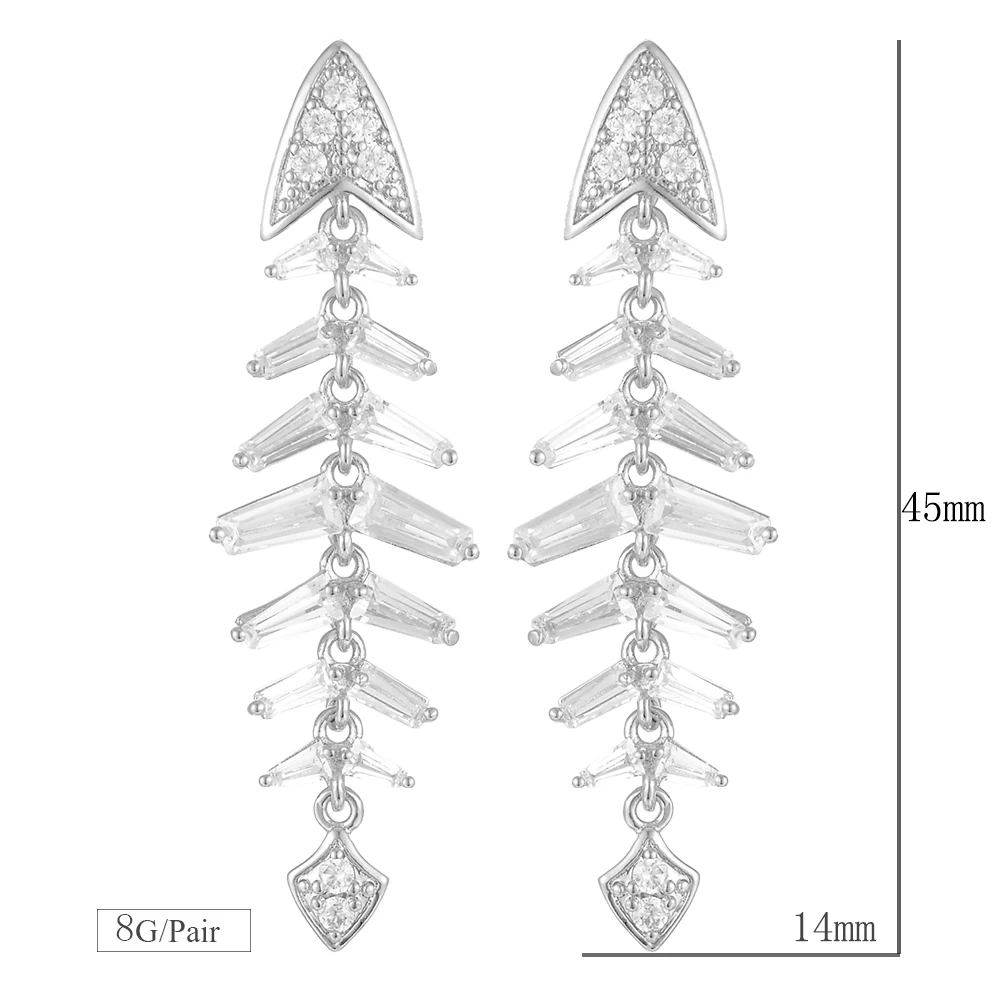 

SisCathy Unique Design Fish Bone Statement Earrings Boucle d'oreille femme 2019 Charms Paved Full Cubic Zirconia Earrings