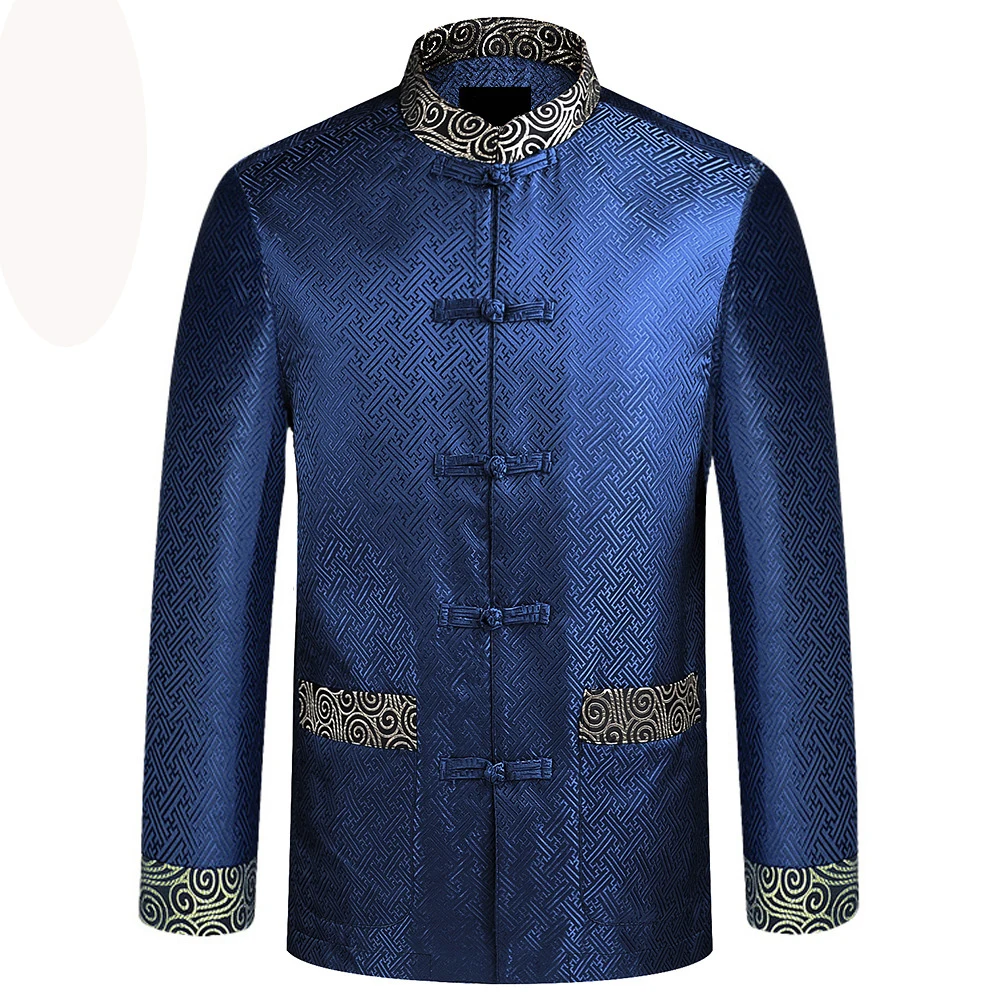 

Top Grade Brand New Blue Chinese Traditional Men's Mandarin Collar APEC Leader Costume Jackets Coats M L XL XXL XXXL YZT1208