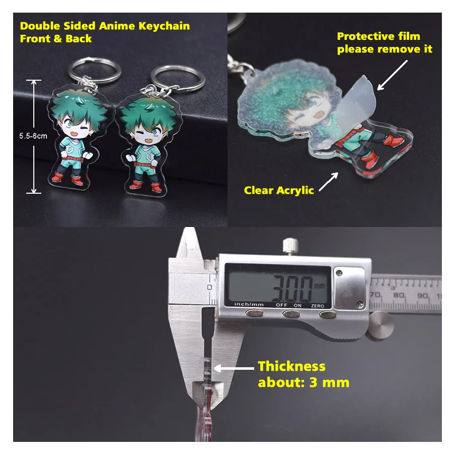 1pcs Finn and Jack Keychain Cute Double Sided Anime Key Chain Pendant Acrylic Anime Accessories Cartoon Key Ring DBS1P images - 6