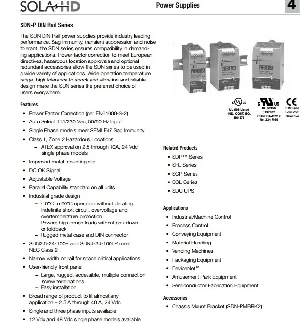 Новая оригинальная модель DIN RAIL SOLA/HEVI DUTY SDN2.5 24 100P SDN4 100LP SDN5 SDN10 конвертер 7 15