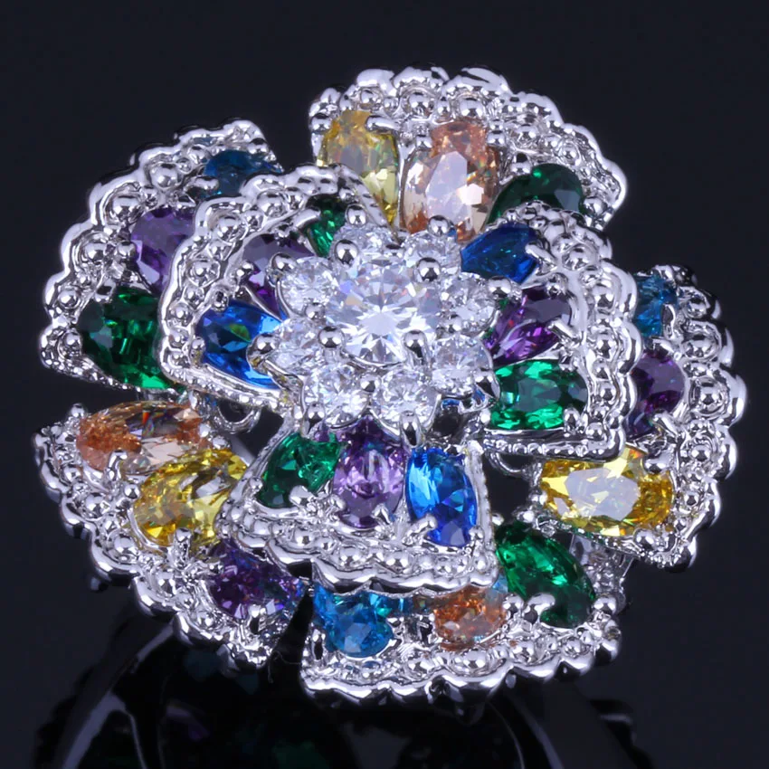 Изумительный огромный цветок Multigem многоцветный коричневый кубический цирконий