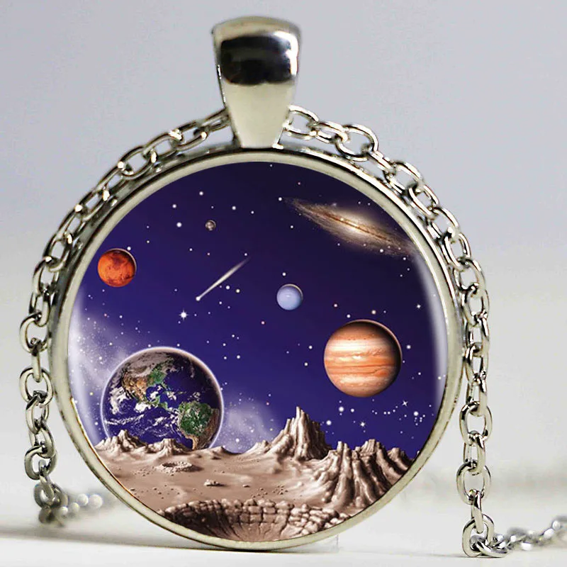 Хит продаж ожерелье с логотипом Галактики изображением туманности серебро