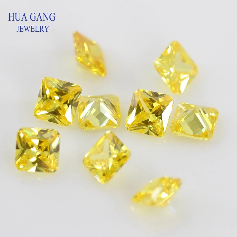 Золотой квадрат форма восьмиугольника 5A принцесса огранка желтый CZ камень