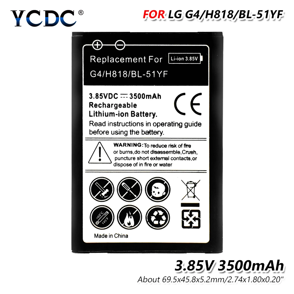 3 85 V 3500mAh Li Po BL 51YF батарея для LG G4 H818 H815 H812 H811 Замена G3 G5 V10 V20 H968 F800 D855 D852 D851|Цифровые